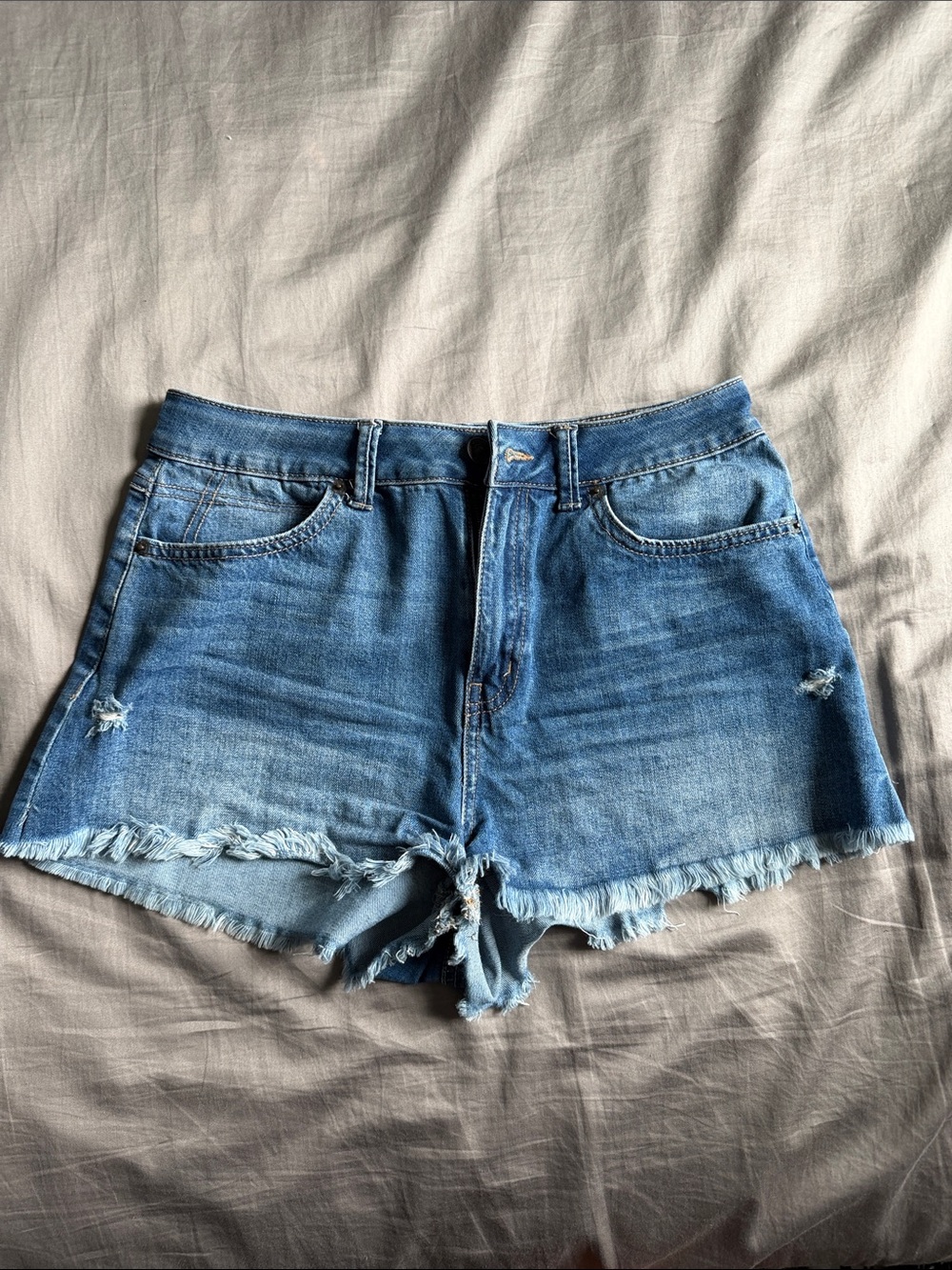 Rewash Blue Denim Frayed Hem Shorts
